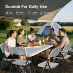 8FT Folding Table Set with 8 Folding Chairs, Heavy Duty 660 lbs Table & 600 lbs Chairs, Portable Folding Furniture Bundle for Camping, Party, Indoor & Outdoor Use