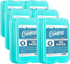 Cool Coolers by Fit + Fresh, Reusable & Long-Lasting XL Slim Ice Pack, Cold Packs for Lunch Boxes, Ice Packs Lunch Bags. Cooler Accessories for Camping, Beach, and Work, 8 Count, Green (Pack of 3)