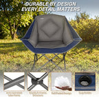CAMPHILL Folding Camping Chair,Oversized Portable Camping Chair with Cup Holder,Heavy Duty Padded Lawn Chair for Camping, Tailgates, Beach, and Sports