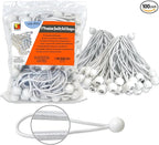 6 inch 100 Piece Heavy Duty 5mm Ball Bungee Canopy Cord by Wellmax, White Color