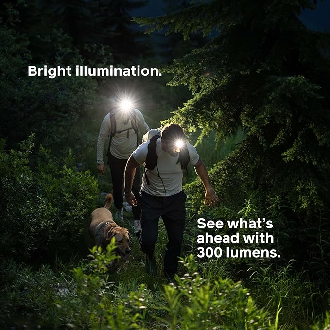 BioLite Range 300 Waterproof, Fast-Charging Rechargeable Headlamp, Wild Fig, 300 Lumens, USB-C Charging, 75m Beam, 100 Hour runtime