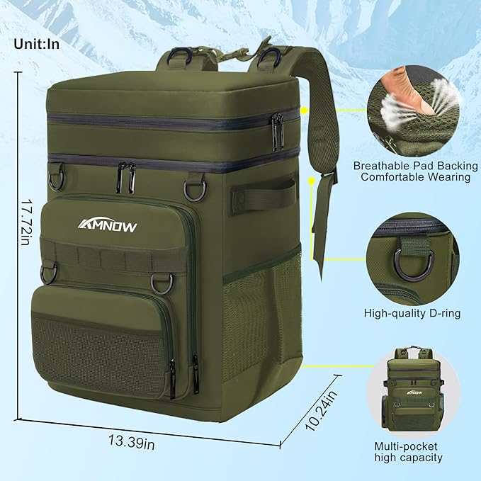 Backpack Cooler Insulated Leak Proof for Men Wowen 36 Cans Soft Cooler Backpack Insulated Waterproof Large Capacity Coolers Bag Portable for Lunch Camping Travel Picnic Hiking