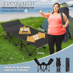 Slsy Oversized Camping Cot with 2" Memory Foam Mattress, Upgraded Padded Folding Cot Bed with Carry Bag, Portable Sleeping Cot for Camping, Travel, Beach & Hiking