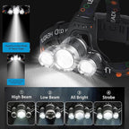 Head Lamps Led Rechargeable Super Bright, Waterproof Adjustable 90° Rotating Head Lights for Forehead, Portable Headlamps for Adults Rechargeable Battery-Powered for Hunting Hiking Camping Running