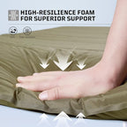 Self Inflating Sleeping Pad for Camping, Insulated Inflatable Camping Mattress for Winter, with Pillow, Dual Valves, Memory Foam, Sleeping Mat for Backpacking, Hammock, Tents, Floor