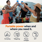 Generac 1086Wh Portable Power Station with Lithium-Ion Battery - Clean, Emission-Free Power - Wirless Charging Pad and Compact Design - Camping, RV, Indoor/Outdoor Use - Orange/Black