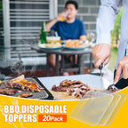 Mifoci 30 Pcs Disposable Grill Topper 12x16 Inch Non Stick Aluminum Grill Grates Liners Mesh Mat Disposable Sheets Pans for Outdoor Liners Cooking Grid Grates Pad for BBQ Camping Picnics Meat