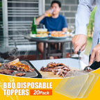 Mifoci 20 Pcs Disposable Grill Topper 12x16 Inch Non Stick Aluminum Grill Grates Liners Mesh Mat Disposable Sheets Pans for Outdoor Liners Cooking Grid Grates Pad for BBQ Camping Picnics Meat