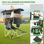 Nice C Chair with Canopy, Umbrella Chairs, Chair with Shades, Sports Chairs, w/Removable Footrest, Cooler Bag, Cup Holder for Camping, Fishing, Sports, Soccer, Beach (1-P Green)