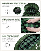 Sportneer Sleeping Bags for Adults, 0 Degree Sleeping Bag XL Flannel Winter Cold Weather Sleeping Bag with Detachable Hood Compression Sack for Camping, Backpacking, Hiking