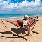Lazy Daze Hammocks 10.5 FT Outdoor Arc Wood Hammock Stand, 2 Person Hard Pine Wood Hammock Stand with Carabiners and Chains for Patio Indoor Outdoor Garden Poolside, 300lb Capacity, Natural