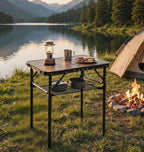 Mini Folding Camping Table - 2ft Lightweight Adjustable Height with Carry Handle, Anti-Stain Desktop for Outdoor Glamping/Picnic/Patio & Indoor Decor (24" L×16" W)