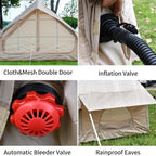 4-6 Person Inflatable Tent with Pump, Easy Setup 4-Season Waterproof Camping Tent, Family Glamping Tents with 12 Mesh Windows, All Weather Outdoor Tent, Camping Tents with Windows
