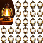 Ferraycle 24 Pcs Mini Lantern Decor 4 Inch Western Lantern Table Centerpiece Small Vintage Camping Hanging Lamp Ornaments Bulk for Cowboy Cowgirl Wedding Halloween Christmas (4 Inch,Retro Gold)