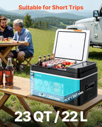VEVOR Car Refrigerator, DC 12/24V AC100-240V Compressor Electric Cooler, -4°F to 68°F Car Fridge with APP Control, 23 QT Cars Freezer for RVs, Campsites, Boats, Camping, Fishing, 45W Portable Freezer