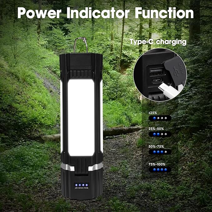 Rechargeable Lantern, Emergency Lights for Home Power Failure, Built-in 3000mAh Power Bank, 300LM, 5 Light Modes, IPX4 Waterproof for Hurricane Emergency, Outages, Camping Gear
