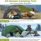 ATEPA Voyage 1-2 Person Backpacking Tent, 4 Season Ultralight Camping Tent, 4000mm Waterproof Double Layer Cold Wearther Easy Set Up Tent for Family Camp Hiking Hunting Outdoor Mountaineering Travel
