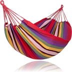 SUNCREAT Hammocks Outdoor Camping Double Hammock, Two Person Hanging Hammock, Red & Yellow