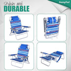SUNNYFEEL Extra Wide Low Beach Chair 2 Pack 5 Position Lay Flat 500 LBS Heavy Duty, XL Oversized Folding Camping Chairs with Cup Holder for Outdoor/Sand, Portable Backpack Beach Chair for Adults