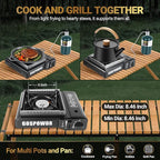 Propane or Butane Stove with Windblocker, Dual Fuel 10,000 BTU Portable Gas stove for Camping, Automatic Ignition Gas Stove with Adapter Hose Carrying Case & Griddle for Hiking (Fuel Not Included)