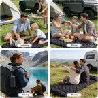 Sleeping Pad, 40D Nylon Camping Mat with Pillow, Built-in Foot Pump Inflatable Sleeping Mat Compact, Portable Waterproof Air Mattress for Outdoor Camping Hiking Backpacking, Single (Gray)