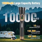 WdtPro Rechargeable LED Flashlights High Lumens, Super Bright 90000LM Rechargeable Flashlight with LCD Display, 5 Modes & Waterproof Powerful 10000mAh Handheld Flashlight for Camping Emergency Gold