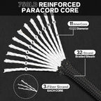 Paracord Rope 750 - Parachute para Cord 4mm 11 Strand Spool Rope Utility Nylon String for Outdoor Camping Survival Utility Tent Crafting DIY Projects - Black 200ft
