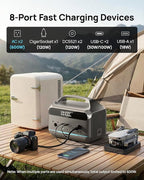 Portable Power Station 600W(1200W Surge), 288Wh(90,000mAh) Solar Generator LiFePO4 Battery with AC Outlets, 1.7H Fast Charging for Home & Emergency, Hurricane, CPAP