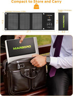 MARBERO 21W Portable Solar Panel Foldable Solar Panel Charger IP65 Waterproof Solar Panels 23% High Efficiency Fast Charger USB Ports & DC 18V Output for Camping Outdoor Travel Emergency Cloudy