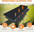 ATORPOK Oversized Camping Cot for Adults with Cushion Comfortable, Extra Wide 31.5'' Folding Bed for Sleeping, Lightweight Folding Bed with Carry Bag Supports 500 lbs