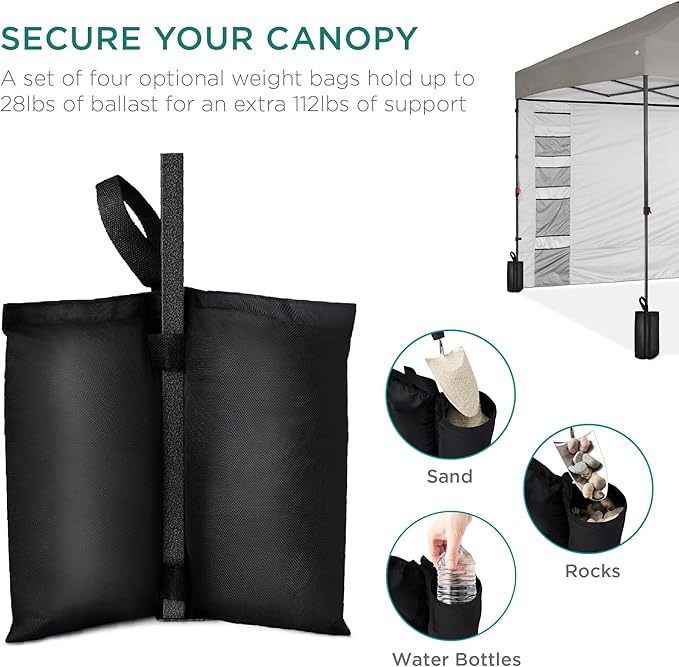 Best Choice Products 10x10ft Pop Up Canopy Tent with Sidewall, 1 Person 1 Minute Set Up, Carry Case, 4 Weight Bags - Light Gray
