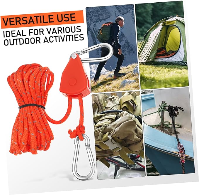 Healifty 4pcs Reflective Nylon Tent Guy Lines Adjustable Ratchet Rope for Camping High Load Capacity Non Slip Grip Utility Rope for Outdoor Activities