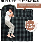 KingCamp Sleeping Bag for Adults, Cold Weather & Warm XL Big and Tall Flannel Sleeping Bags with Compression Sack Portable Waterproof Essentials Gear Accessories for Outdoor Camping