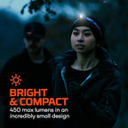 NEBO MYCRO 450 Rechargeable Headlamp | 450 Lumens, 6 Light Modes, Water Resistant, Detachable Hat Clip, Super Bright Head Lamp for Camping & Hiking, Includes USB Charging Cable — Blue