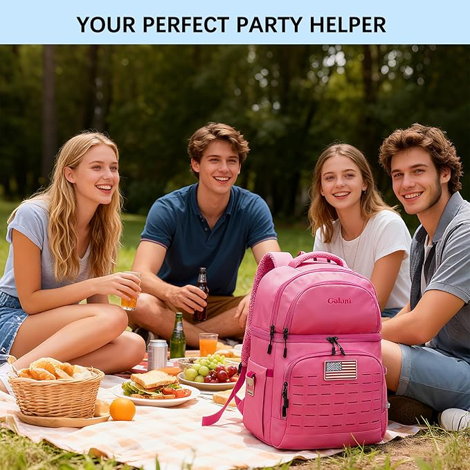 Goloni 40L Insulated Cooler Backpack, Leakproof Lightweight Soft-Sided Cooler with Cooler Compartment