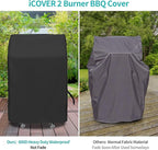 iCOVER Small Grill Cover - 30 inch Two Burner BBQ Gas Grills Covers 600D Heavy Duty Waterproof, Fits Weber/Char-Broil/Brinkmann/Nexgrill/Jenn Air/Pit Boss 3 Series with Collapsed Side Tables
