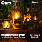 iBaycon 2 Pack Solar Lanterns Lights, Flickering Flame Garden Lights with 2 Modes Dual Charging USB & Solar, Outdoor Waterproof Hanging Lantern for Yard Patio Porch Decor (Warm White)