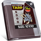TICONN Heavy Duty Tarp Cover, Extra Thick Tarps Waterproof Tear and Rip Proof UV Resistant Tarpaulin with Reinforced Grommets and Edges (10 Mil, 10'×10')