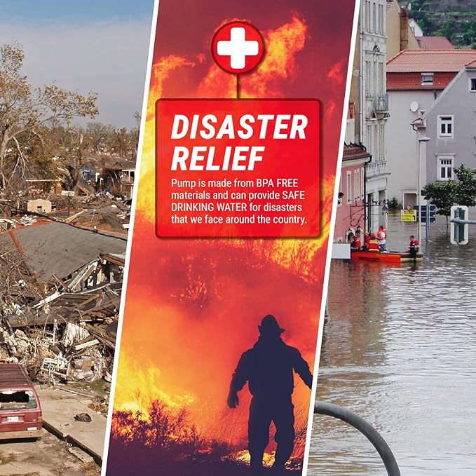 TERA PUMP Food Grade (BPA-Free) Emergency Disaster Pump for Drinking Water, Hurricane Survival, Emergency Water Storage, Drinking Water Storage, Wildfire Kit, Tornado Kit
