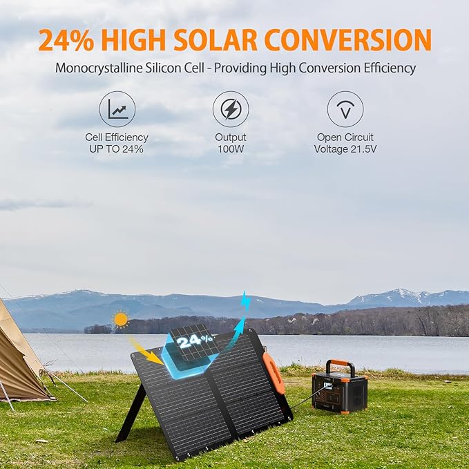 Portable Power Station 330W With 100W Solar Panel, Solar Generator Fast Charging Emergency Power Backup Battery UPS for Home Outage RV/Van Road Trip Camping