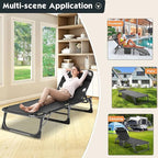 MOPHOTO Folding Chaise Lounge Chair 5-Position, Folding Cot, Heavy Duty Patio Chaise Lounges for Outside, Poolside, Beach, Lawn, Camping