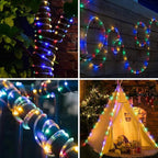 ANJAYLIA 33FT 100 LED Solar Rope Lights Outdoor Waterproof, Solar Powered Rope String Lights with 8 Modes for Outdoor, Patio, Garden, Camping, Holiday & Christmas Décor Multicolor