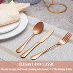 20 Pcs Rose Gold Silverware Set Service for 4, Premium Stainless Steel Flatware Set, Cutlery Utensil Set, Durable Home Kitchen Eating Tableware Set, Include Fork Knife Spoon Set, Dishwasher Safe