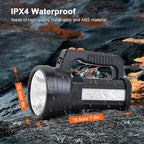 ERAY Handheld Large Flashlight Rechargeable, 10000 Lumens Powerful LED Spotlight Searchlight Strobe Flashlight Lantern Combo Black, 6 Lighting Modes for Outdoor Camping Hiking Fishing Emergency