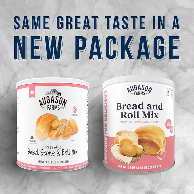 Augason Farms Bread and Roll Mix Can Emergency Food Supply,48 Servings,10 Year Shelf Life - Makes 6 Loaves or 72 Bread Rolls for Prepared Meals Ready to Eat,(Pack of 3)