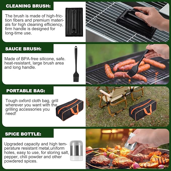 139PCS Griddle Accessories for Blackstone, Perfect Flat Top Grill Accessories for Camp Chef, Griddle Spatula Set with Metal Spatula, Enlarged Spatulas, Basting Cover for Outdoor Barbecue