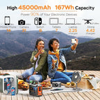 MARBERO Portable Power Station 100W Camping Solar Generator 167Wh Power Bank with AC Outlet 110V with Multi-Output LED Flashlights for CPAP Home Camping Hurricane Emergency