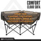 Black Sierra Double Camping Chair for Adults, Oversized Folding Loveseat Supports 600 lbs, Plush Padded Outdoor Couch with Cup Holders and Carry Bag for Beach, Patio, RV, or Tailgating Events