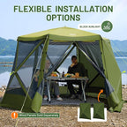 TIMBER RIDGE Easy Pop Up Gazebo Canopy Tent for Camping, 11.5 X 9.8 Ft Portable Instant Screenhouse, Pop Up Screened in Canopy with Netting for Backyard, Patio, Outdoor, Tailgating, Picnics, Green