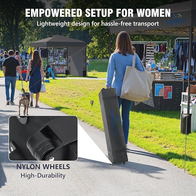 10X10 Pop Up Canopy Tent,Removable Pockets Sidewall for Extra Storage,Easy Up Canopy,Heavy Duty One Person Set Up Event Tent,Grey